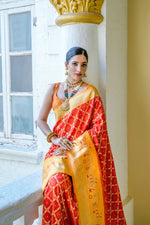 Lovely Red Color Banarasi Fabric Partywear Saree