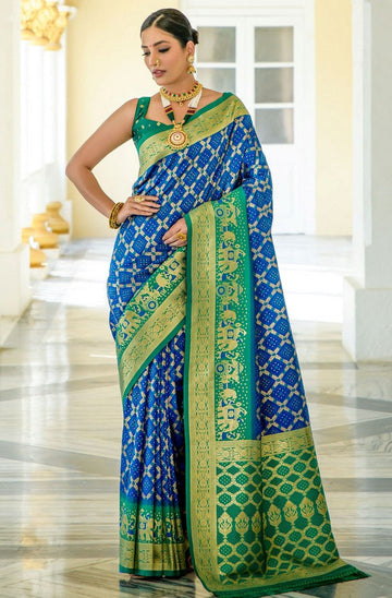 Lovely Blue Color Banarasi Fabric Partywear Saree