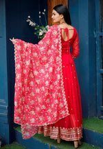 Dazzling Red Color Georgette Fabric Gown