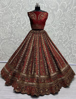 Captivating Red Color Velvet Fabric Bridal Lehenga