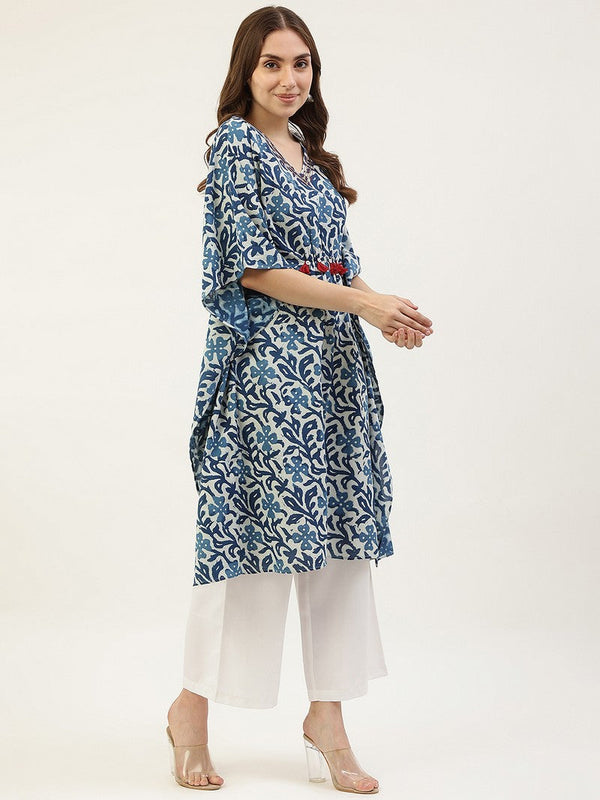 Pretty Blue Color Cotton Fabric Designer Kurti