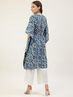 Pretty Blue Color Cotton Fabric Designer Kurti