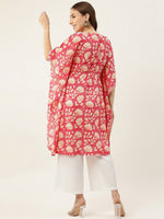 Pretty Coral Color Cotton Fabric Designer Kurti