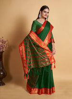 Beauteous Green Color Silk Fabric Casual Saree