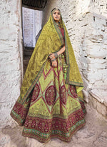 Amazing Green Color Banarasi Fabric Wedding Lehenga