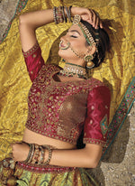 Amazing Green Color Banarasi Fabric Wedding Lehenga