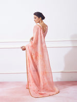 Dazzling Peach Color Organza Fabric Casual Saree