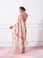Dazzling Pink Color Organza Fabric Casual Saree