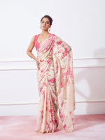 Dazzling Pink Color Organza Fabric Casual Saree
