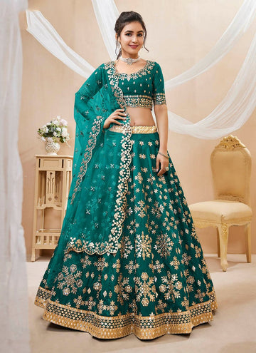 Splendid Green Color Art Silk Fabric Wedding Lehenga