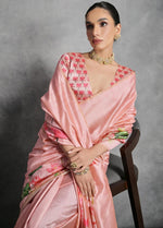 Grand Peach Color Silk Fabric Casual Saree
