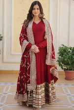 Divine Maroon Color Georgette Fabric Gown