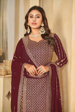 Angelic Maroon Color Georgette Fabric Sharara Suit