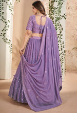 Magnetic Purple Color Georgette Fabric Party Wear Lehenga