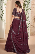 Magnetic Wine Color Georgette Fabric Party Wear Lehenga
