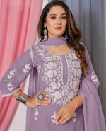 Tasteful Purple Color Georgette Fabric Sharara Suit