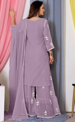 Tasteful Purple Color Georgette Fabric Sharara Suit