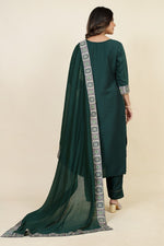 Tempting Green Color Silk Fabric Designer Suit