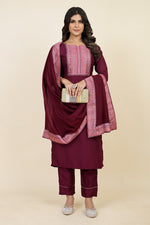 Tempting Wine Color Silk Fabric Designer Suit