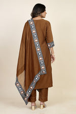 Tempting Brown Color Silk Fabric Designer Suit