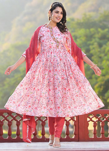 Divine Pink Color Silk Fabric Designer Suit