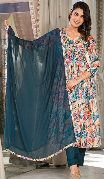 Divine Multi Color Georgette Fabric Designer Suit