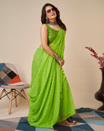 Grand Green Color Georgette Fabric Casual Saree