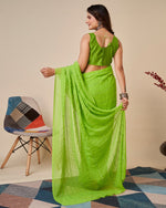 Grand Green Color Georgette Fabric Casual Saree