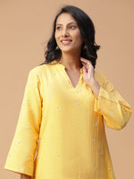 Amazing Yellow Color Cotton Fabric Kurti With Plazzo