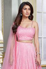 Stunning Pink Color Georgette Fabric Party Wear Lehenga