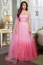 Stunning Pink Color Georgette Fabric Party Wear Lehenga