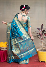 Desirable Turquoise Color Silk Fabric Casual Saree