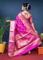 Desirable Magenta Color Silk Fabric Casual Saree
