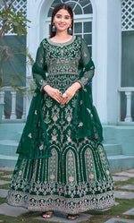 Ideal Green Color Net Fabric Partywear Suit