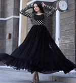 Amazing Black Color Blooming Fabric Gown