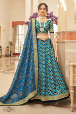 Amazing Blue Color Art Silk Fabric Wedding Lehenga