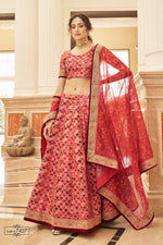 Amazing Red Color Art Silk Fabric Wedding Lehenga