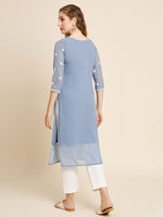 Charming Grey Color Georgette Fabric Kurti