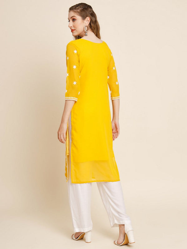 Charming Yellow Color Georgette Fabric Kurti