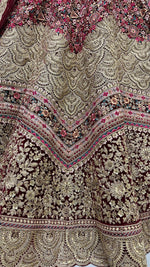 Wonderful Maroon Color Velvet Fabric Wedding Lehenga