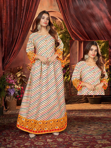 Glowing Multi Color Cotton Fabric Gown