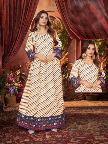 Glowing Multi Color Cotton Fabric Gown