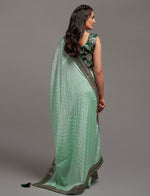 Desirable Green Color Chinon Fabric Partywear Saree
