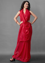 Tasteful Red Color Georgette Fabric Partywear Saree