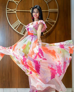 Pretty Multi Color Georgette Fabric Gown
