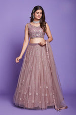 Lovely Brown Color Silk Fabric Party Wear Lehenga
