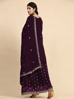 Pleasing Voilet Color Georgette Fabric Partywear Suit