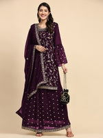 Pleasing Voilet Color Georgette Fabric Partywear Suit