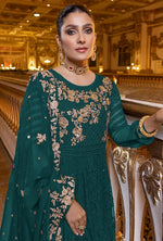 Elegant Green Color Georgette Fabric Partywear Suit