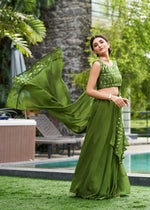 Captivating Green Color Silk Fabric Party Wear Lehenga